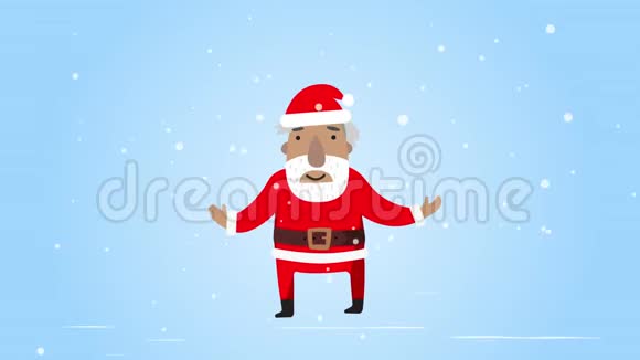 圣诞老人微笑着祝贺圣诞快乐平面设计问候电子贺卡短信圣诞快乐视频的预览图