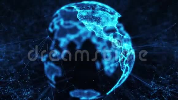 数字地球大数据社交网络地球行星全息图4k环背景视频的预览图