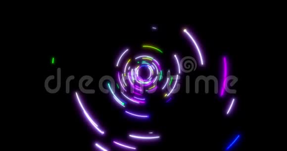 发光霓虹灯线隧道蓝红粉紫三色灯光夜店无缝循环4k动画视频的预览图