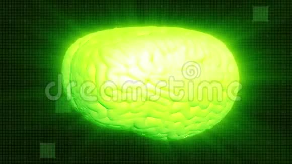 人脑旋转发光效应绿色光环全高清绿色背景视频的预览图