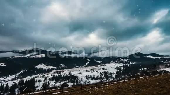 冬天森林里下着大雪视频的预览图