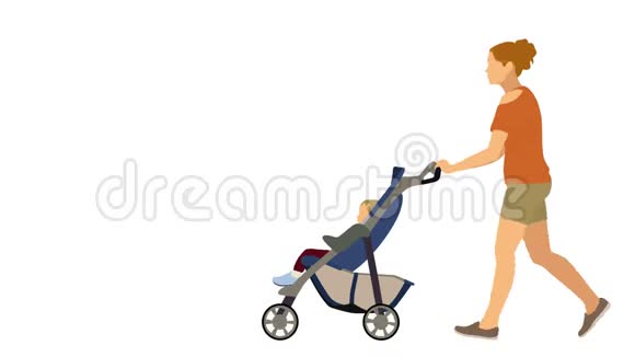 母亲在婴儿推车推婴儿视频的预览图