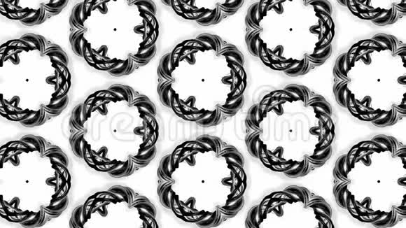 黑白色带4k无缝循环动画扭曲形成复杂的圆形结构视频的预览图