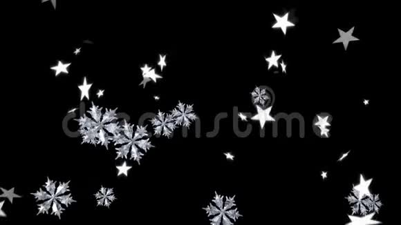 黑色背景下的星星和雪花视频的预览图