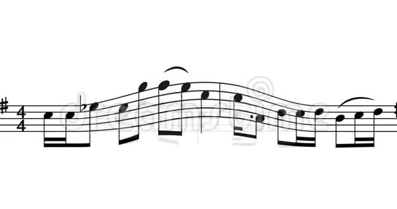 在运动中有音符的乐谱音符流过音乐的线条象征着音乐在时间中流动视频的预览图