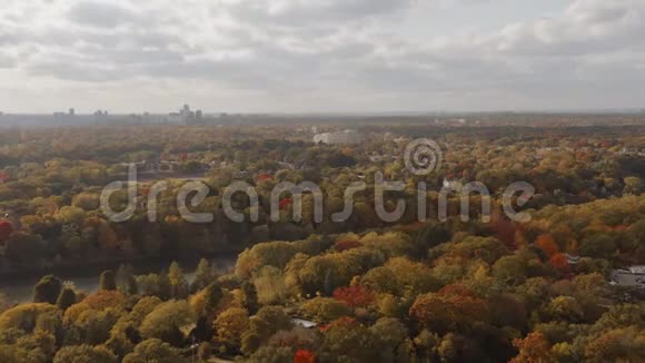 多伦多郊区的高空拍摄在秋天的顶峰视频的预览图