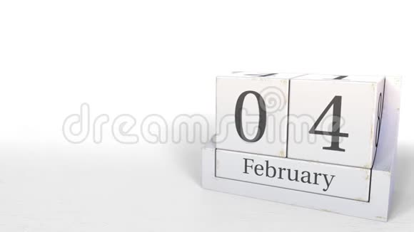 2月4日复古立方体日历3D动画视频的预览图