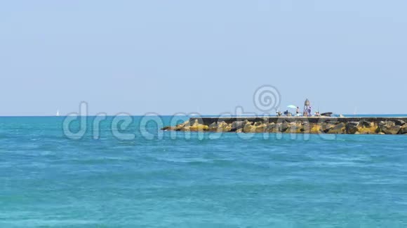 阳光明媚夏日迈阿密海滩渔民码头4k美国视频的预览图