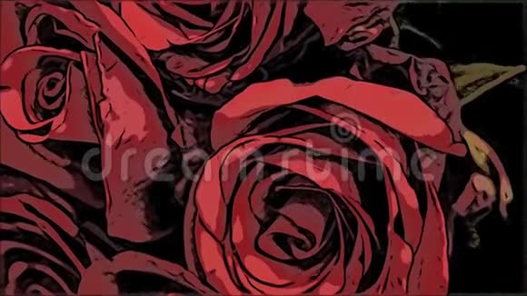 裁剪视频的花束大嫩的红玫瑰美丽的嫩芽摄像机在向上移动视频的预览图