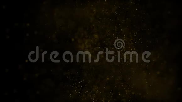尘埃形式的黄金微粒在黑色背景HD1920的空气中飞行视频的预览图