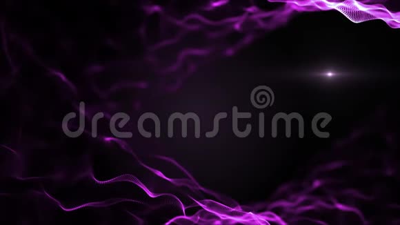 抽象流体液体背景紫色紫色模仿波浪在黑色背景上移动光线模糊视频的预览图