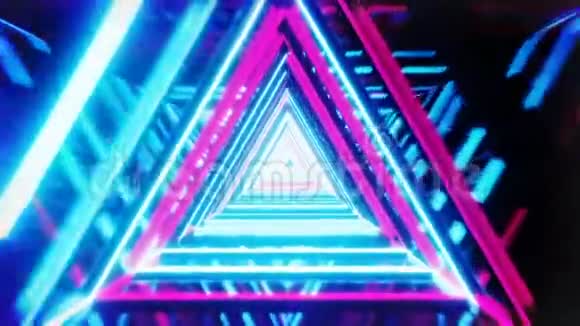 霓虹灯三角无尽隧道视频的预览图
