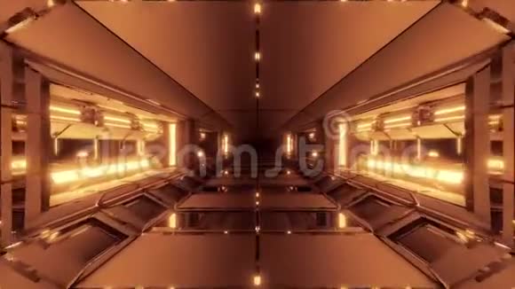 前卫科技空间机库隧道走廊与发光灯3d插图现场壁纸运动视频的预览图