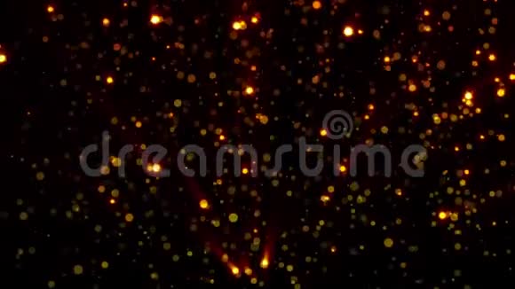 3D使金粒子闪烁并在黑色背景上产生波克计算机生成的抽象背景视频的预览图
