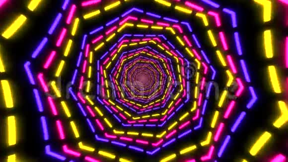 抽象彩色隧道灯光动画背景视频的预览图