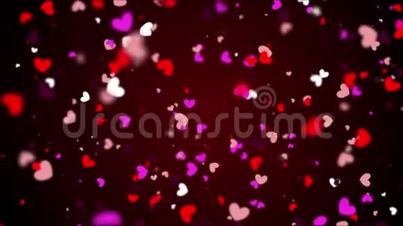 心脏背景运动图形的特点情人节动画形状和粒子循环视频的预览图
