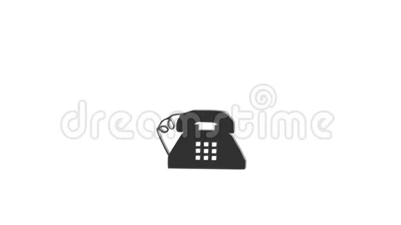 旧的复古电话响了有人和耳机说话电话旧复古复古黑色轮廓轮廓隔离白色bac视频的预览图
