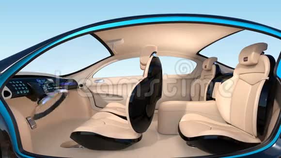 自主汽车内饰概念3D动画视频的预览图