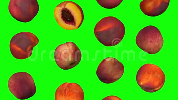 落在绿色背景环01A的桃子视频的预览图