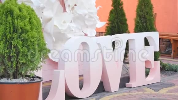 户外的情话大白塑料字母婚礼装饰视频的预览图