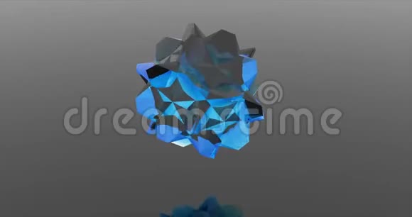由几何形状组成的蓝色水晶球三维渲染动画视频的预览图