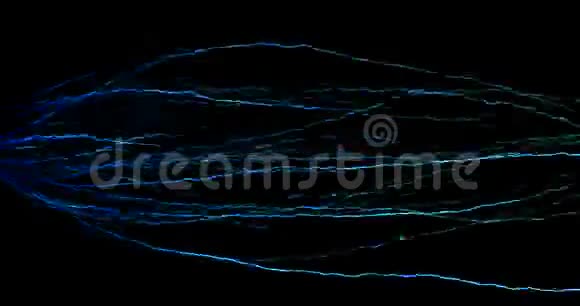 抽象线移动数字闪光蓝色粒子电子形状在蓝色背景上流动新技术视频的预览图