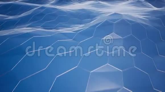 几何形状蓝色表面运动鸟瞰动画视频的预览图