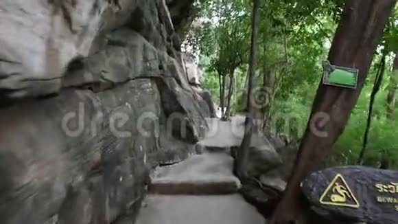 在泰国UbonRatchathani的PhaTaem国家公园的悬崖上参观岩石艺术视频的预览图