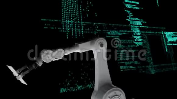 机器人手臂显示白色和黑色背景的图表视频的预览图