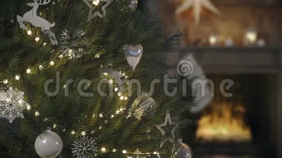 舒适的圣诞内部与火花边和克里斯马斯特里3D绘制视频的预览图