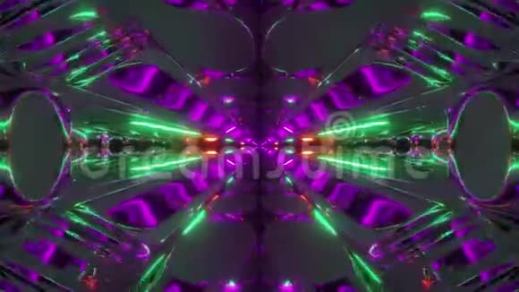 未来科幻飞机库隧道走廊与电反射三维插图现场壁纸运动背景视频的预览图