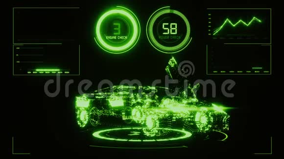 3绿色HUD汽车界面运动图形视频的预览图