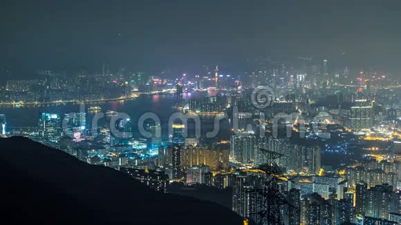飞鹅山九龙峰夜景香港城市景观天际线视频的预览图