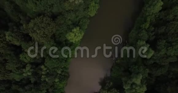 夏季一条小河的鸟瞰图视频的预览图