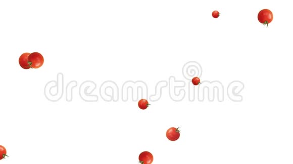 樱桃番茄落在白色背景上健康概念视频的预览图