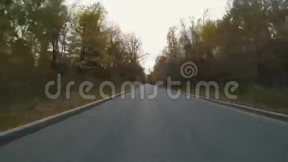 公园的森林里有路的秋天景象视频的预览图