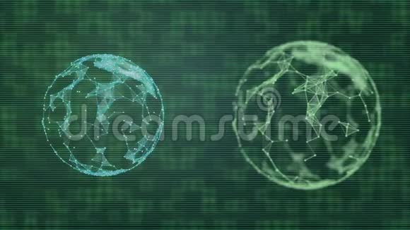 将地球和月球抽象地呈现在网格背景下的神经节间视频的预览图