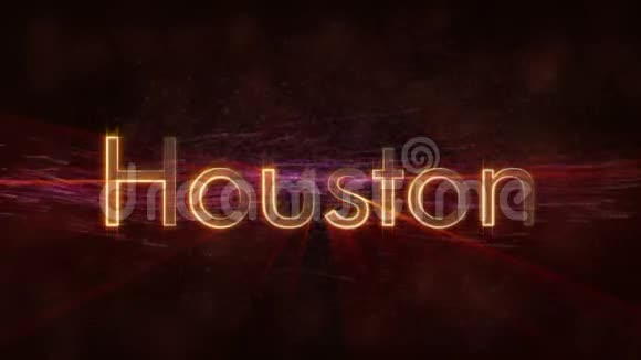休斯顿闪亮循环城市名称文字动画视频的预览图