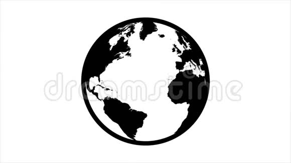 环球图标360地球旋转360度高度细致的世界质感无缝环黑色视频的预览图