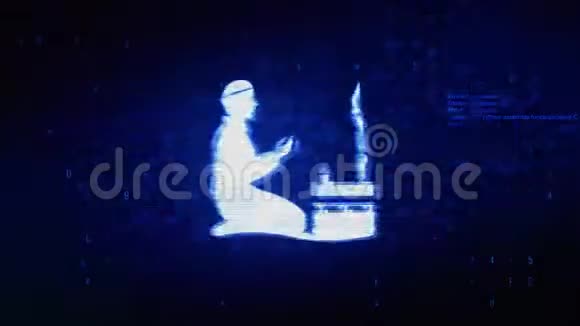 伊斯兰教祈祷祈祷斋月宗教符号数字像素噪音错误动画视频的预览图