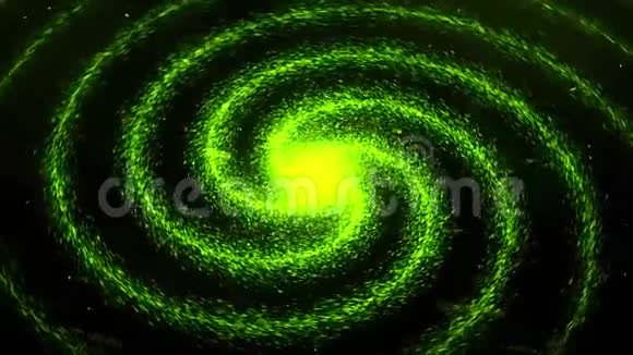五颜六色的闪光和旋转的光颗粒呈螺旋状无缝环动画抽象的小点发光视频的预览图