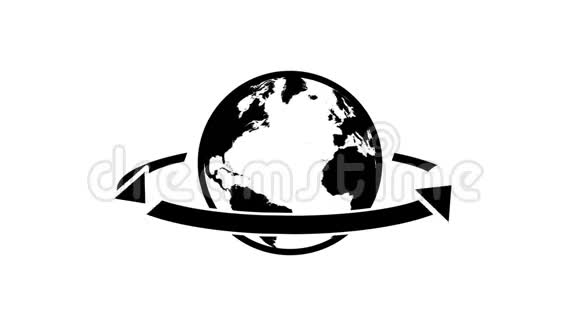 环球图标360地球旋转360度平行和梅里迪亚人无缝环黑色和黑色视频的预览图