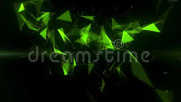 绿色凸字抽象线和三角形内部标志背景视频的预览图