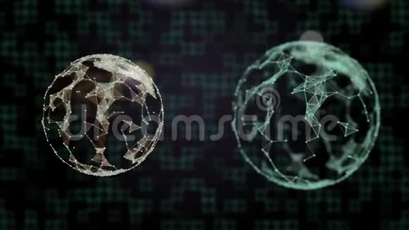 将地球和月球抽象地呈现在网格背景下的神经节间视频的预览图