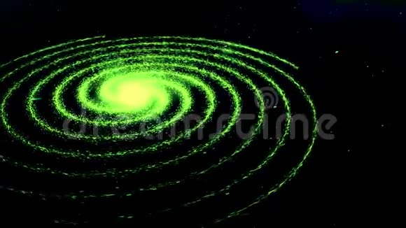 五颜六色的闪光和旋转的光颗粒呈螺旋状无缝环动画抽象的小点发光视频的预览图