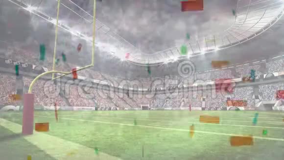 美式足球职业体育场彩纸掉落动画视频的预览图