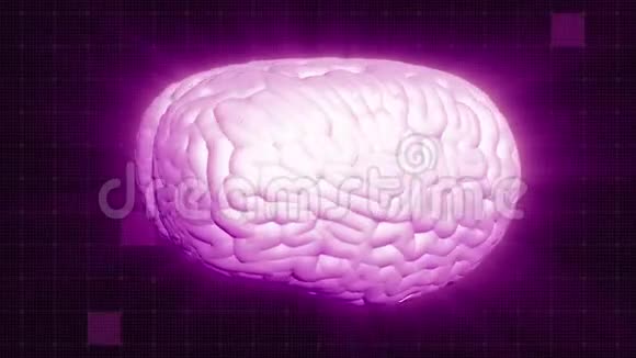 人脑旋转发光效应神奇的光环全高清深红色背景视频的预览图