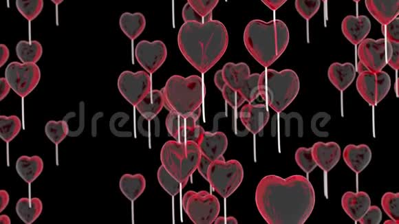 像心脏一样的气球情人节的浪漫背景3d渲染视频的预览图