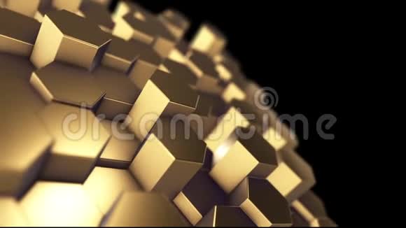 六边形技术黄金抽象图案背景许多干净的技术六边形像波视频的预览图