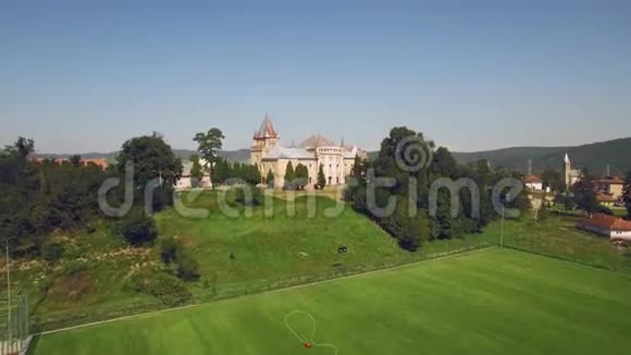城堡公园绿茵场上令人惊叹的鸟瞰图视频的预览图